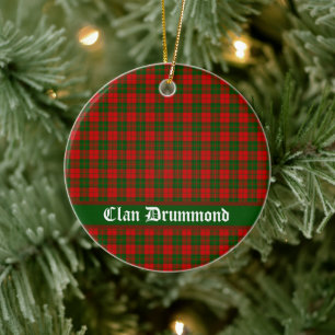 Clan Drummond Tartan Customizable  Ceramic Ornament
