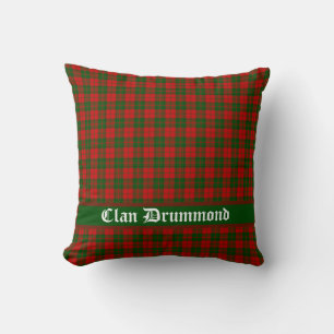 Clan Drummond Tartan Customizable  Throw Pillow
