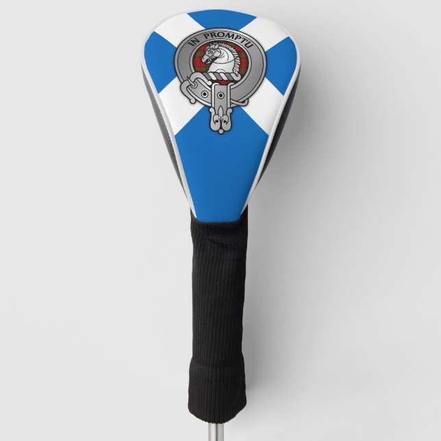 Clan Dunbar Crest & Tartan on Saltire Golf Head Cover (Front)