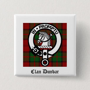 Clan Dunbar Tartan & Crest Badge 2 Inch Square Button