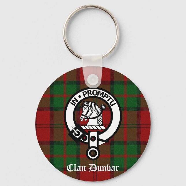 Clan Dunbar Tartan & Crest Badge Keychain (Front)