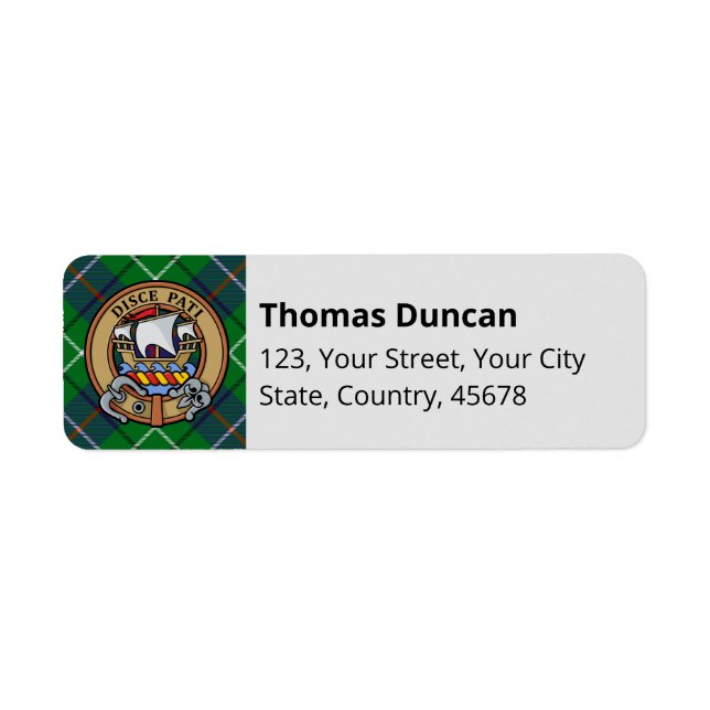Clan Duncan Crest over Tartan (Front)
