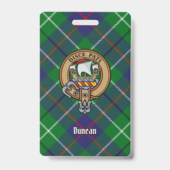 Clan Duncan Crest over Tartan Badge (Front)