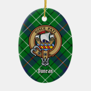 Clan Duncan Crest over Tartan Ceramic Ornament