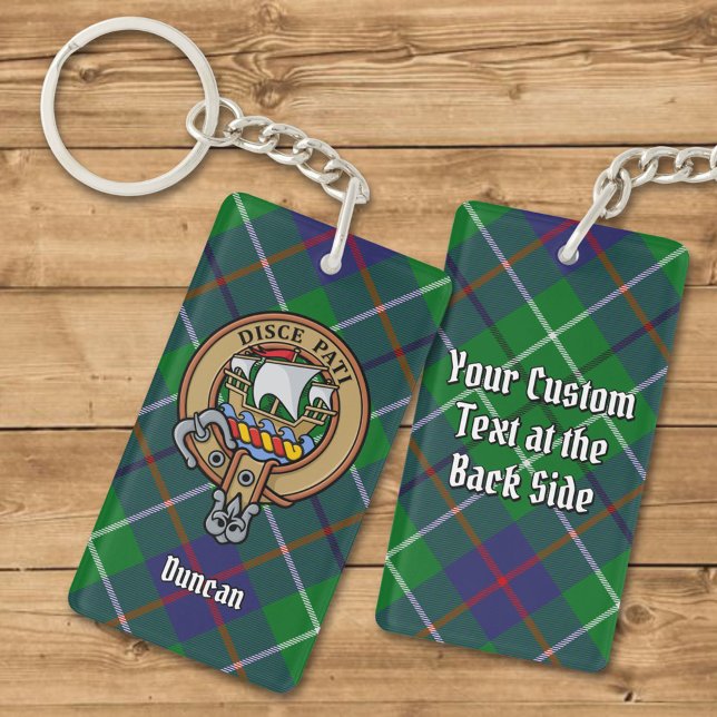 Clan Duncan Crest over Tartan Keychain (Creator Uploaded)
