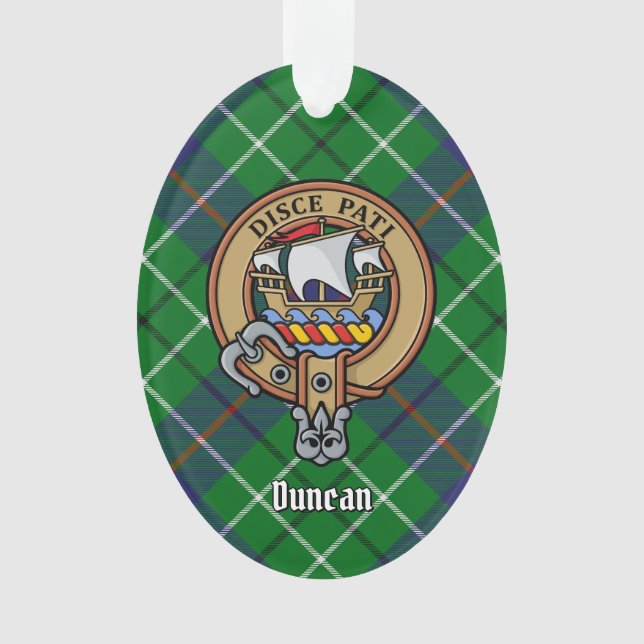 Clan Duncan Crest over Tartan Ornament (Front)