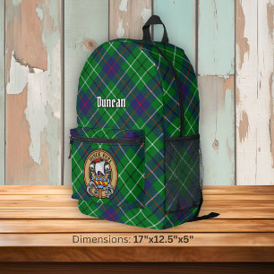 Clan Duncan Crest over Tartan Printed Backpack
