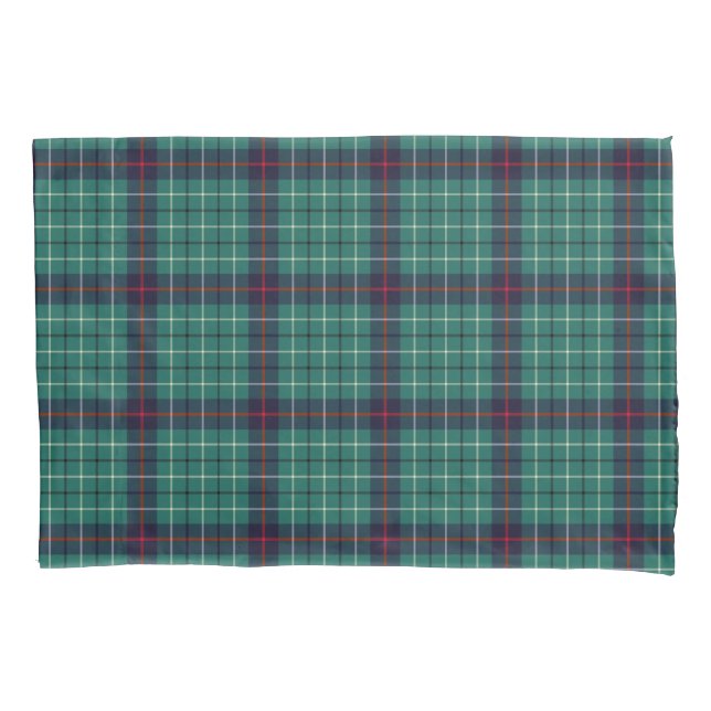 Clan Duncan Modern Tartan Turquoise Scottish Plaid Pillowcase (Front)