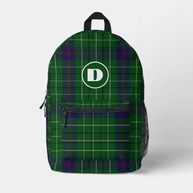 Clan Duncan Plaid Monogrammed  Printed Backpack (Front)