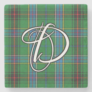 Clan Duncan Tartan Custom Monogram Stone Coaster