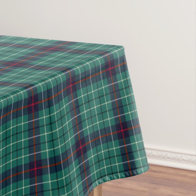 Clan Duncan Turquoise Modern Scottish Tartan Tablecloth (In Situ)