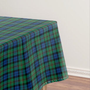 Clan Dundas Tartan Bright Blue and Green Plaid Tablecloth