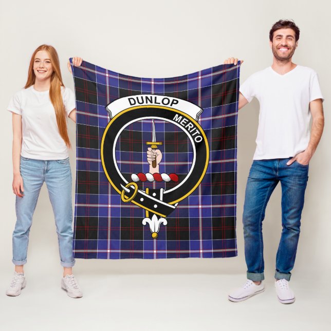Clan Dunlop Modern Tartan Plaid Fleece Blanket (In Situ)
