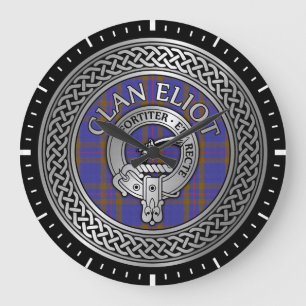 Clan ELioT Crest & Tartan Knot Large Clock