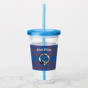 Clan Elliot Crest Badge & Tartan  Acrylic Tumbler