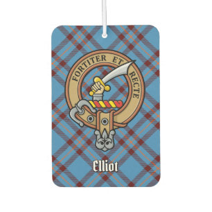 Clan Elliot Crest over Ancient Tartan Air Freshener