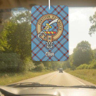 Clan Elliot Crest over Ancient Tartan Air Freshener