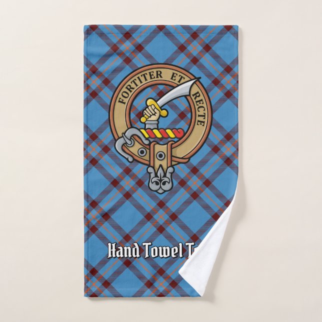 Clan Elliot Crest over Ancient Tartan Bath Towel Set (Hand Towel)