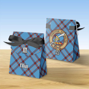 Clan Elliot Crest over Ancient Tartan Favor Box