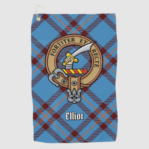 Clan Elliot Crest over Ancient Tartan Golf Towel