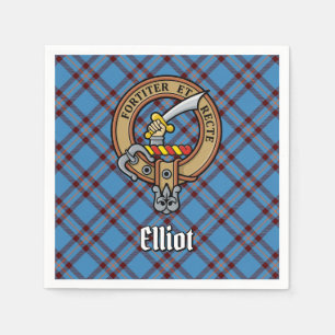 Clan Elliot Crest over Ancient Tartan Napkin
