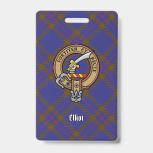 Clan Elliot Crest over Modern Tartan Badge
