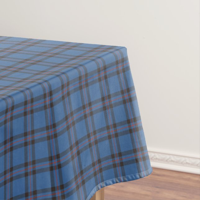 Clan Elliot Light Blue and Brown Scottish Tartan Tablecloth (In Situ)