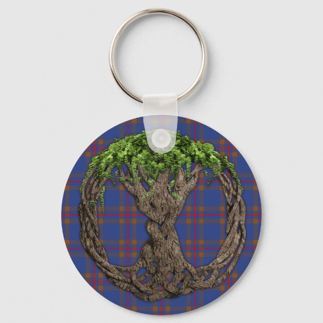 Clan Elliot Tartan And Celtic Tree Of Life Keychain (Front)