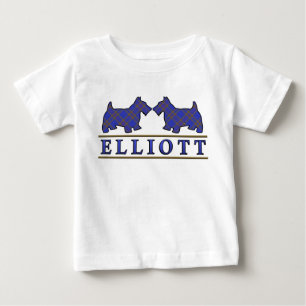 Clan Elliott Scottie Dogs Scottish Clan Tartan Baby T-Shirt