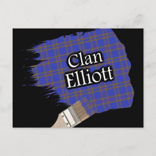 Clan Elliott Scottish Tartan Paint Brush Postcard