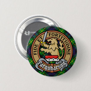 Clan Farquharson Crest over Tartan 2 Inch Round Button