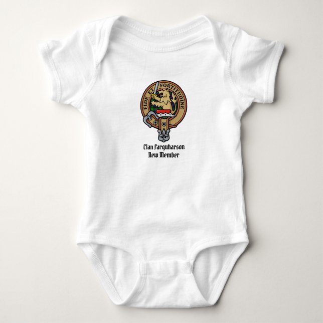 Clan Farquharson Crest over Tartan Baby Bodysuit (Front)