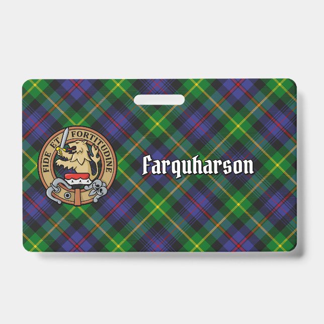 Clan Farquharson Crest over Tartan Badge (Front)
