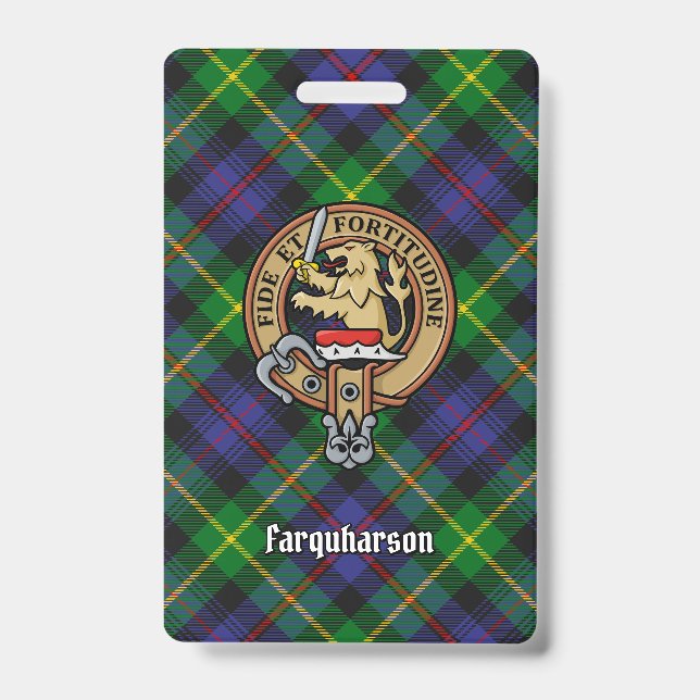 Clan Farquharson Crest over Tartan Badge (Front)