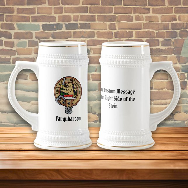 Clan Farquharson Crest over Tartan Beer Stein (Creator Uploaded)