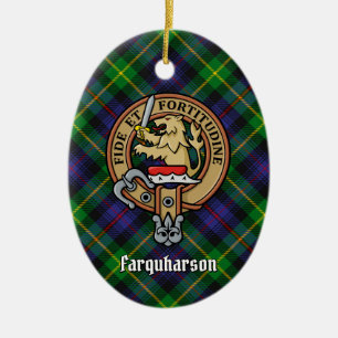 Clan Farquharson Crest over Tartan Ceramic Ornament