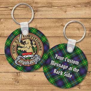 Clan Farquharson Crest over Tartan Keychain