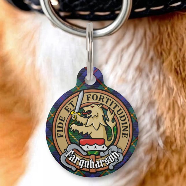 Clan Farquharson Crest over Tartan Pet Tag (Creator Uploaded)