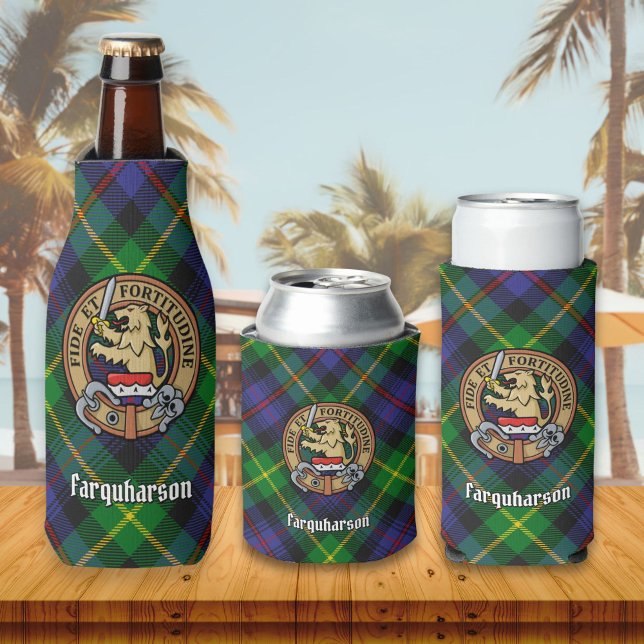 Clan Farquharson Crest sur Tartan Bottle Glacière (Créateur téléchargé)