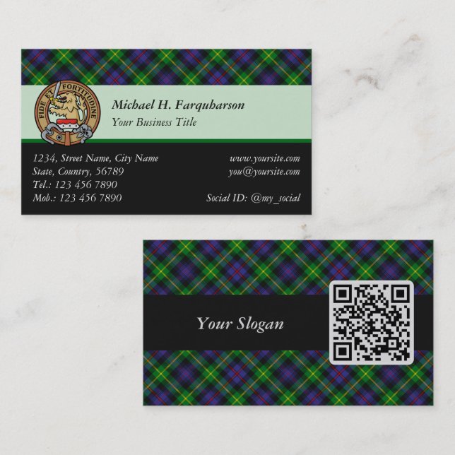 Clan Farquharson Tartan Carte de visite (Devant / Derrière)