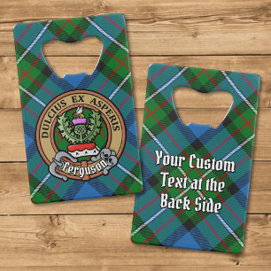 Clan Ferguson Crest over Tartan Credit Card Bottle Opener