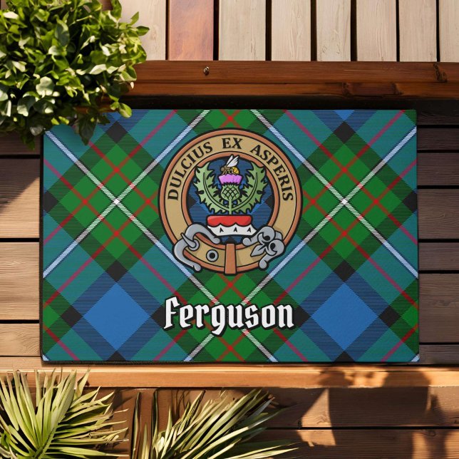 Clan Ferguson Crest over Tartan Doormat (Creator Uploaded)