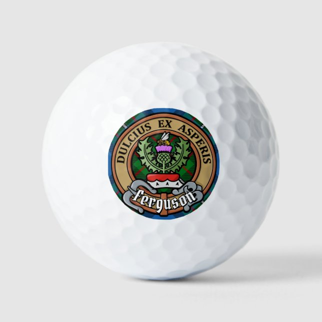 Clan Ferguson Crest over Tartan Golf Balls (Front)