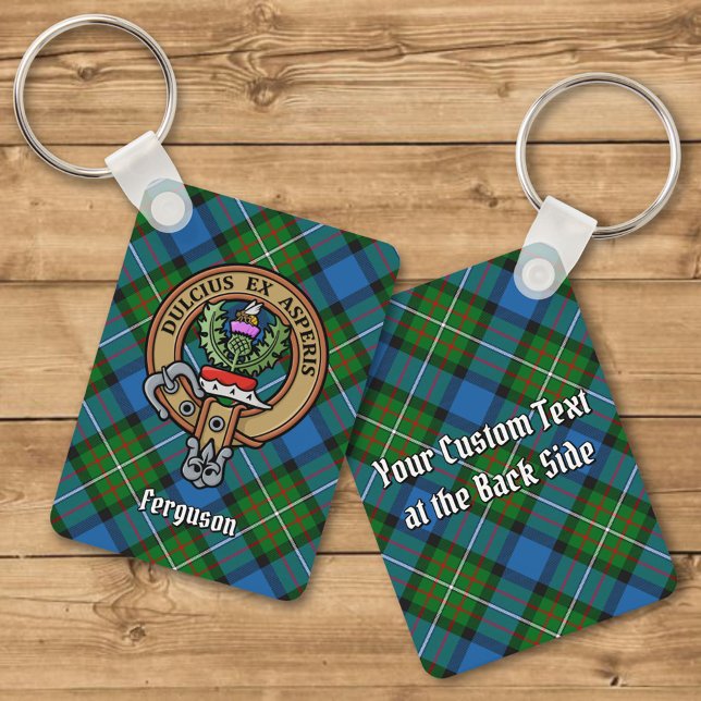 Clan Ferguson Crest over Tartan Keychain (Creator Uploaded)