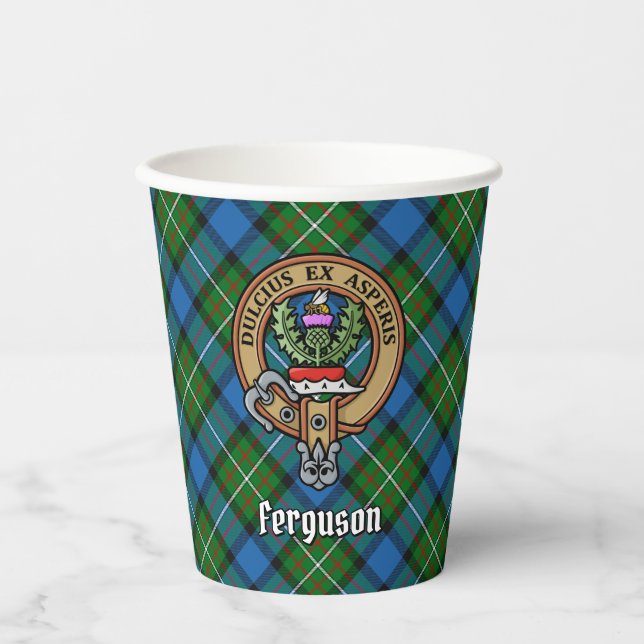 Clan Ferguson Crest over Tartan Paper Cups (Front)