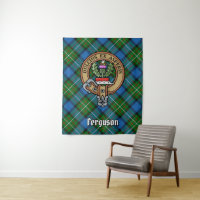Clan Ferguson Crest over Tartan