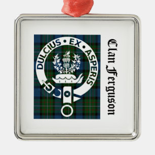 Clan Ferguson Crest Tartan Metal Ornament