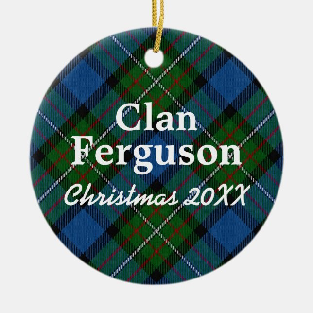 Clan Ferguson Scottish Tartan Ceramic Ornament (Front)