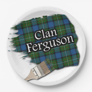 Clan Ferguson Scottish Tartan Paint Brush Paper Plate