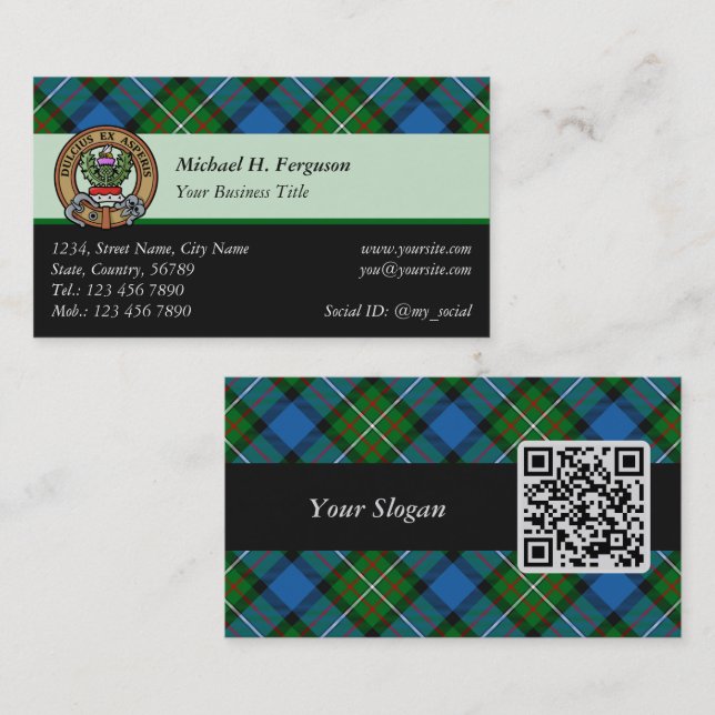Clan Ferguson Tartan Business Card (Front/Back)